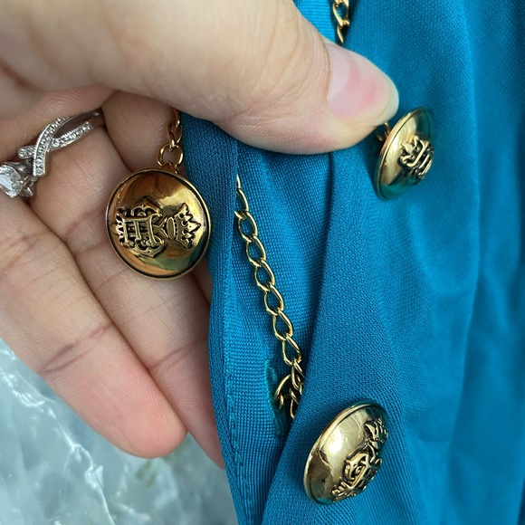 Emilio Pucci Chain Embellished Cutout Open Back - Turquoise Evening Dress Gown - Picture 8 of 10